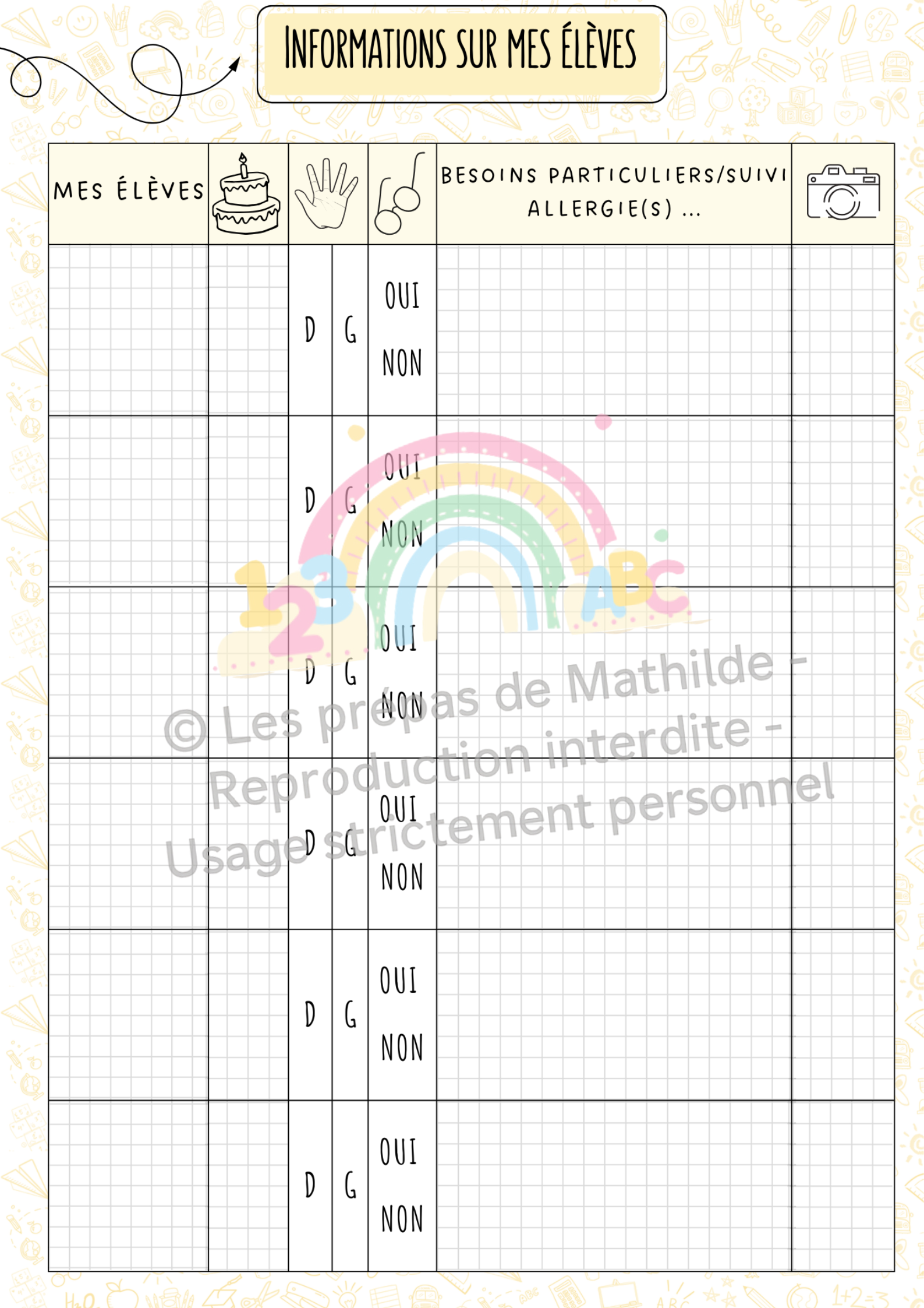 Pages intérieures - Suivi élèves