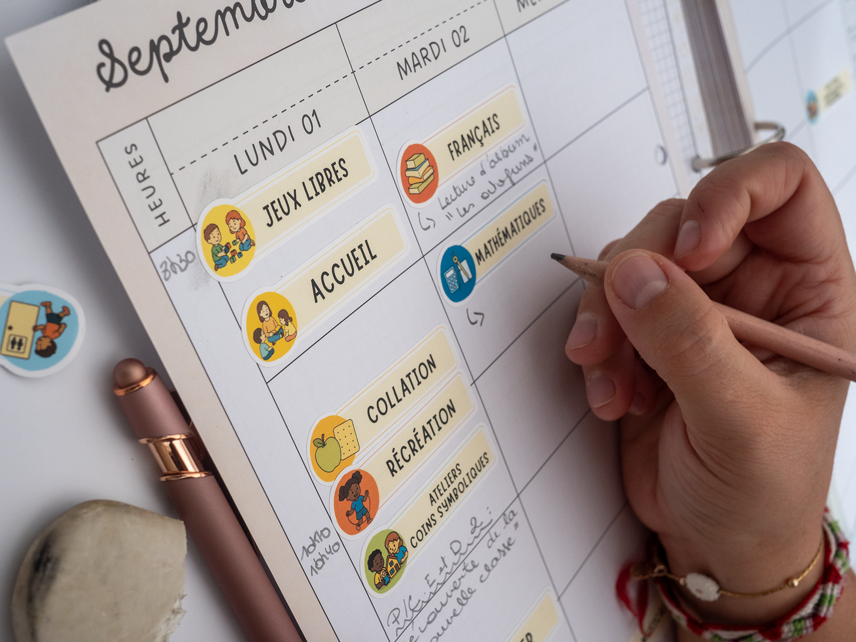 Aperçu des packs de stickers pour agenda enseignant